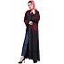 Front open embroidered Dubai abaya- Black